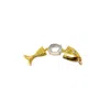 Nasi Silver Women's Swimming Fish Neshama Pendant- White Topaz- Gold In Gold