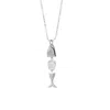 Nasi Silver Women's Swimming Fish Neshama Pendant- White Topaz & Freshwater Pearl, Silver In Metallic