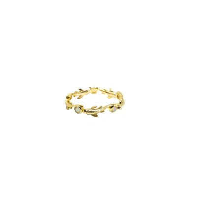 Nasi Silver Women's White Eternity Neshama Fish Band- Opal, Gold