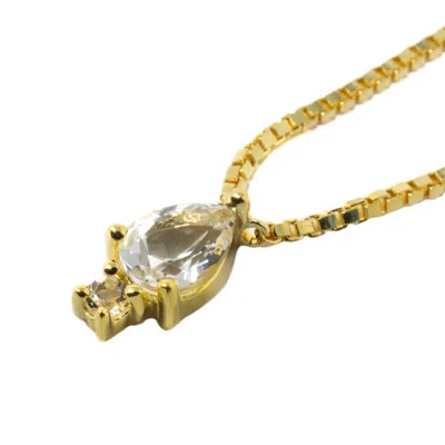 Nasi Silver Women's White / Gold Pear Atarah Necklace- White Topaz- Gold