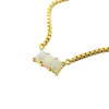 Nasi Silver Women's White Kadima Baguette Necklace- Opal- Gold In Gold