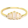 Nasi Silver Women's White Pear Aaliyah Ring- Moonstone, Gold
