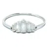 Nasi Silver Women's White Pear Aaliyah Ring- Moonstone, Silver