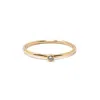 Nasi Silver Women's White Slim Gold Single Stone Ring- Diamond In White