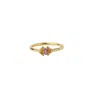 Nasi Silver Women's Yellow Fin Baguette Ring- Amethyst, Gold In Gold