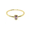 Nasi Silver Women's Yellow Level Baguette Ring- Amethyst- Gold In Gold