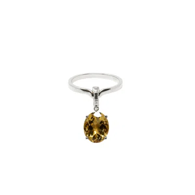 Nasi Silver Women's Yellow / Orange Crystalis Dancer Ring- Citrine, Silver