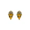 Nasi Silver Women's Yellow Pear Atarah Studs- Citrine & White Topaz, Silver In Yellow