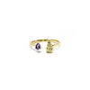Nasi Silver Women's Yellow Shell Sedef Ring- Amethyst, Gold In Gold