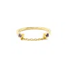 Nasi Silver Women's Yellow Twogether Chain Ring- Amethyst, Gold In Gold