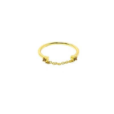 Nasi Silver Women's Yellow Twogether Chain Ring- Citrine, Gold