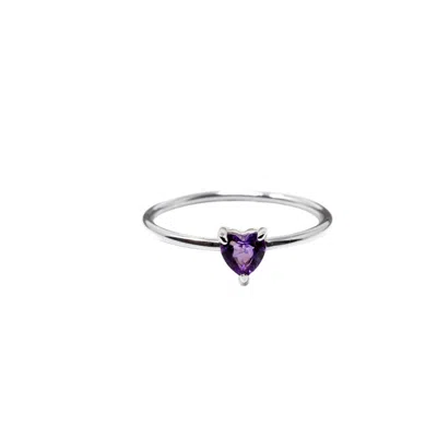 Nasi Silver Women's Yellow Yours Heart Ring- Amethyst, Silver
