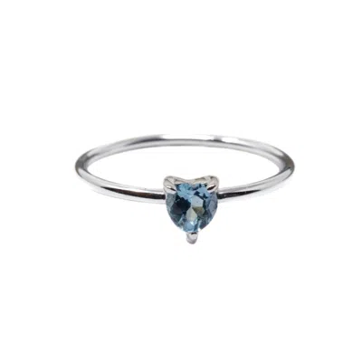 Nasi Silver Women's Yours Heart Ring- Blue Topaz- Silver In Metallic