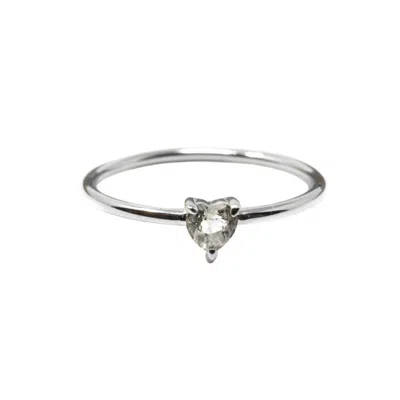 Nasi Silver Women's Yours Heart Ring- White Topaz- Silver In Metallic