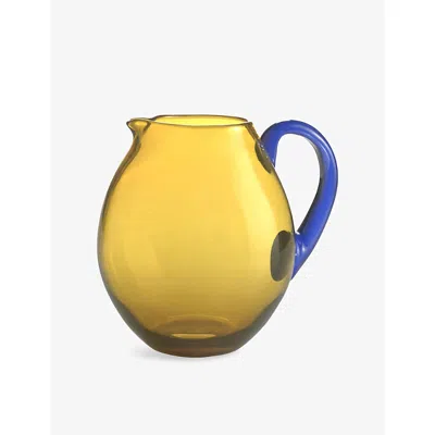 Nason Moretti Blue Yellow Dandy Glass Jug In Multi