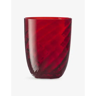 Nason Moretti Red Optic Twisted Idra Water Glass