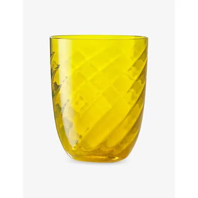Nason Moretti Yellow Optic Twisted Idra Water Glass