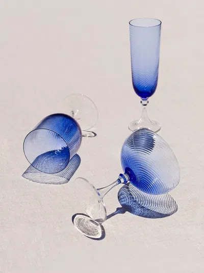 Nasonmoretti 3/62 Champagne Ribbed Glass In Blue