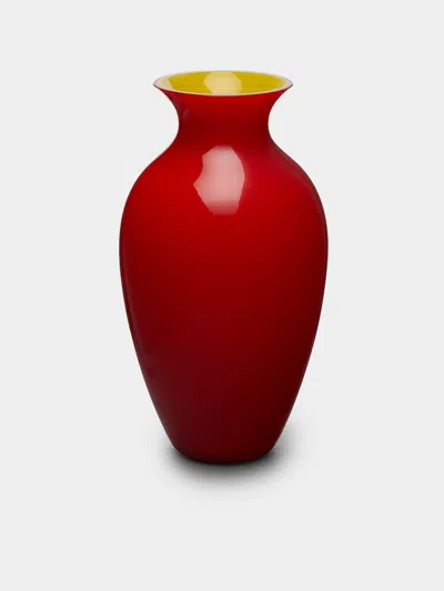 Nasonmoretti Antares Hand-blown Murano Glass Bud Vase  Abask Luxury Gift In Red