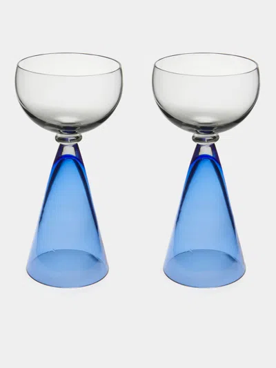 Nasonmoretti Archive Revival 1960 Flutflut Hand-blown Murano Glass Champagne Coupes (set Of 2) In Transparent
