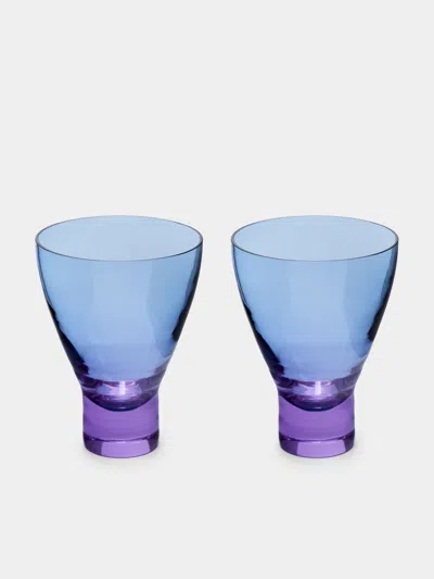 Nasonmoretti Archive Revival 1996 Hand-blown Murano Old Fashioned Glasses (set Of 2) In Blue