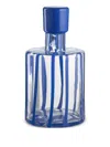Nasonmoretti Cyrcus Striped Glass Bottle (11cm X 20cm) In Blue