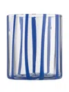 Nasonmoretti Cyrcus Striped Glass Tumbler (8.5cm X 10cm) In Blue