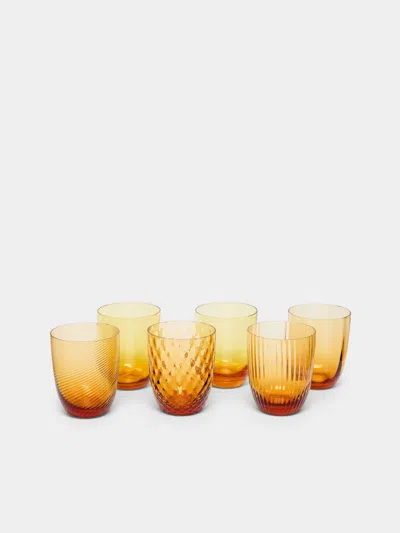 Nasonmoretti Idra Hand-blown Murano Glass Tumblers (set Of 6) In Multi