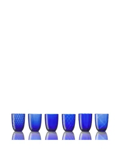 Nasonmoretti Idra Textured Glasses (set Of Six) In Blue