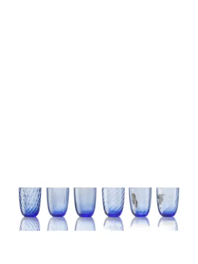 Nasonmoretti Idra Textured Glasses (six-person Setting) In Blue