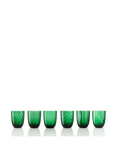 Nasonmoretti Idra Textured Glasses (six-person Setting) In Green
