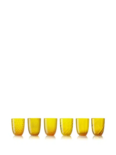 Nasonmoretti Set Of Six Idra Water Glass In Yellow