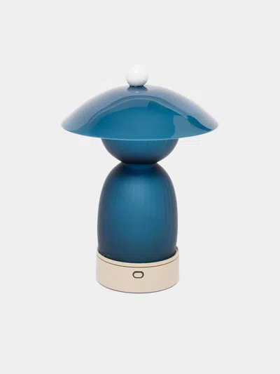 Nasonmoretti Jingasa Hand-blown Murano Glass Portable Table Light In Blue