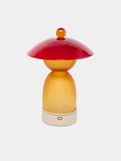 Nasonmoretti Jingasa Hand-blown Murano Glass Portable Table Light In Orange