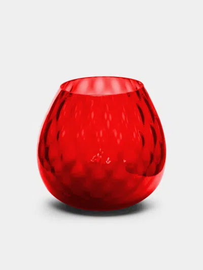 Nasonmoretti Macramé Hand-blown Murano Glass Tealight Holder In Red