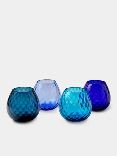 Nasonmoretti Set Of 4 Macramé Hand-blown Murano Glass Tealight Holders