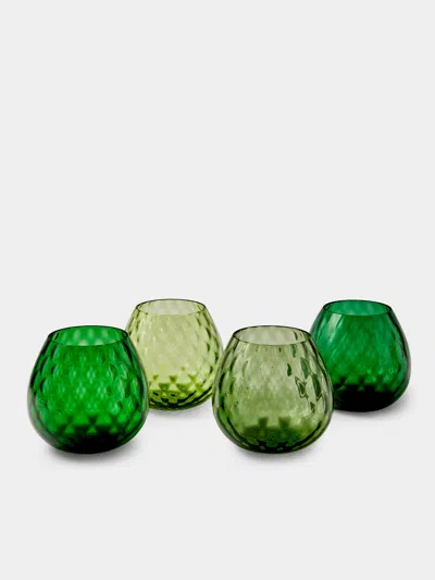 Nasonmoretti Set Of 4 Macramé Hand-blown Murano Glass Tealight Holders