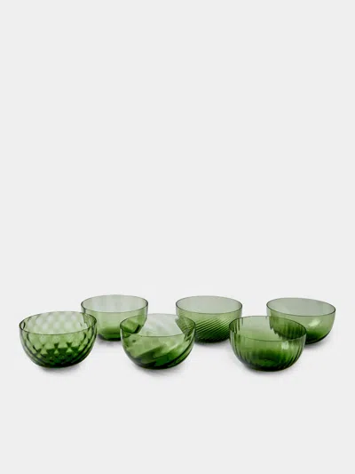 Nasonmoretti Set Of 6 Idra Hand-blown Murano Glass Dessert Bowls