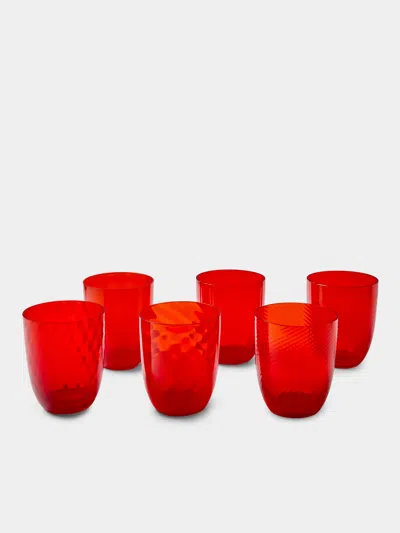 Nasonmoretti Set Of 6 Idra Hand-blown Murano Glass Water Tumblers