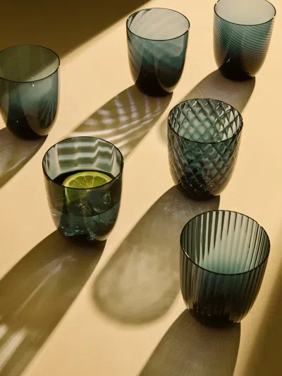 Nasonmoretti Set Of 6 Idra Hand-blown Murano Glass Water Tumblers