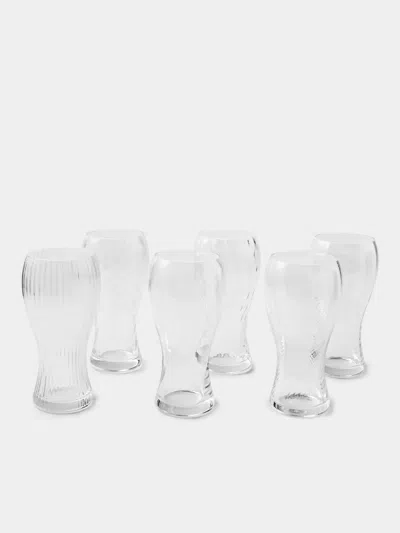 Nasonmoretti Set Of 6 Marilyn Hand-blown Murano Beer Glasses In Transparent