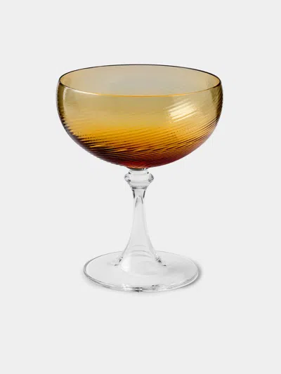 Nasonmoretti Set Of 6 Twisted Ambra Hand-blown Murano Glass Champagne Coupes