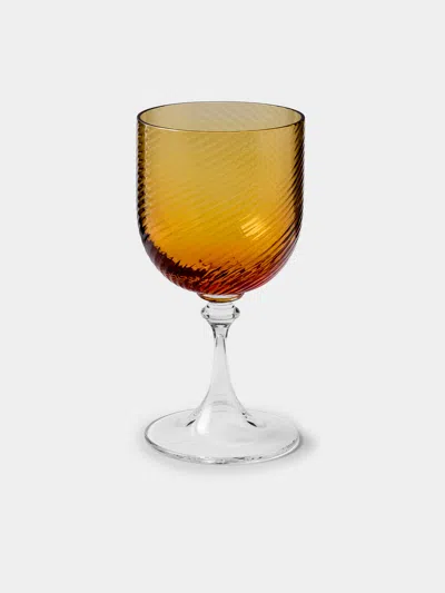 Nasonmoretti Set Of 6 Twisted Ambra Hand-blown Murano Red Wine Glasses