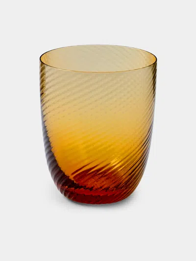 Nasonmoretti Set Of 6 Twisted Ambra Hand-blown Murano Water Glasses In Yellow