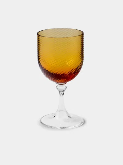 Nasonmoretti Set Of 6 Twisted Ambra Hand-blown Murano White Wine Glasses
