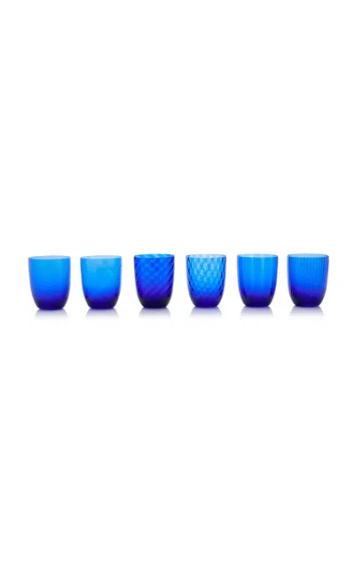 Nasonmoretti Set-of-six Murano Water Glasses In Blue