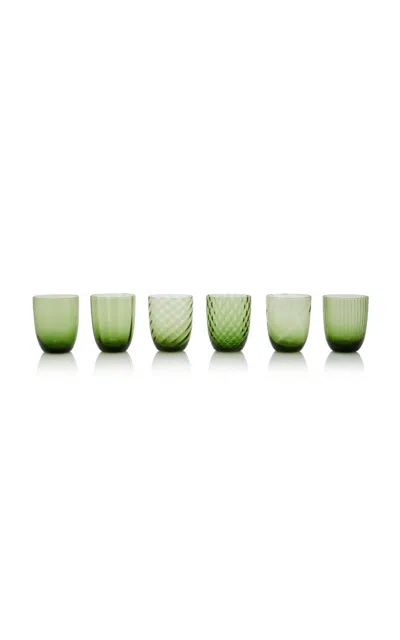 Nasonmoretti Set-of-six Murano Water Glasses In Green