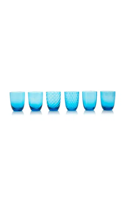 Nasonmoretti Set-of-six Murano Water Glasses In Blue