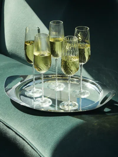 Nasonmoretti Tolomeo Hand-blown Murano Glass Champagne Flutes (set Of 6)  Abask Gift Set In Green