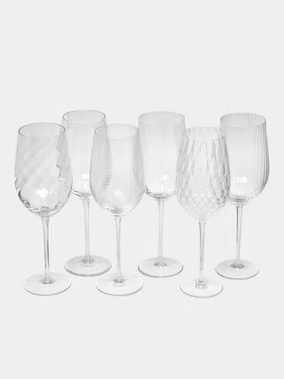 Nasonmoretti Tolomeo Hand-blown Murano White Wine Glasses (set Of 6)  Abask Gift Set In Transparent